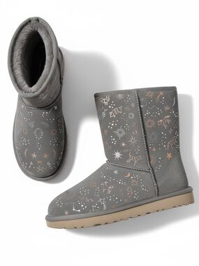 UGG Classic Mini Zodiac Boots Grey Size 8 NWOB